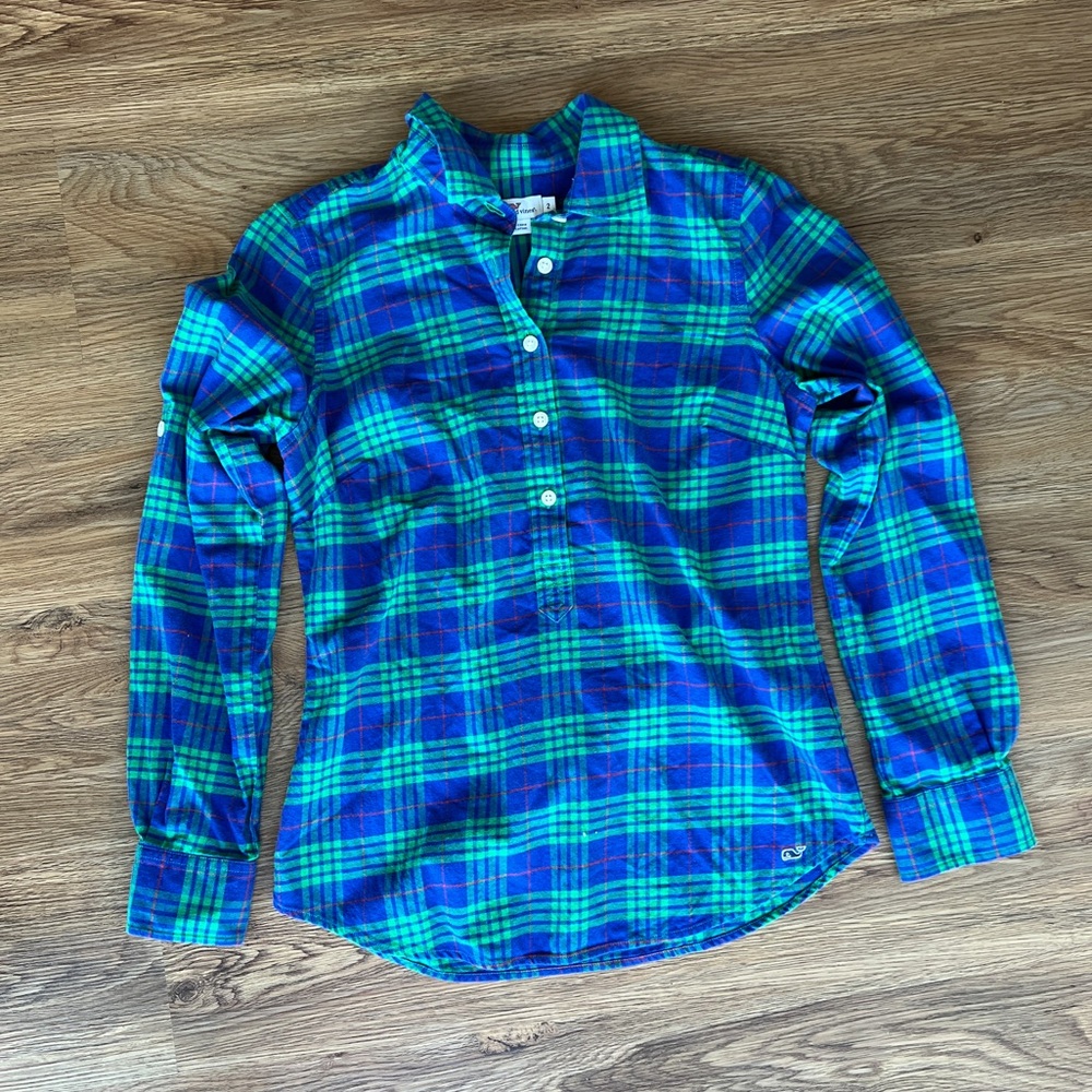 Flannel button down top